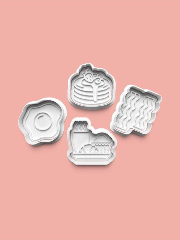 Aktastore Kahvaltı Kurabiye Kalıbı Ve Şeker Hamuru Kalıbı 4'Lü Set - Image 1