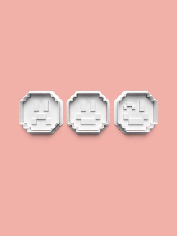 Aktastore Pixel Figürleri Kurabiye Kalıbı Ve Şeker Hamuru Kalıbı 3'Lü Set - Image 1