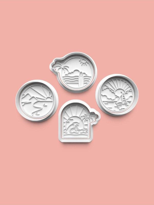 Aktastore Tatil Teması Kurabiye Kalıbı Ve Şeker Hamuru Kalıbı 4'Lü Set - Image 1