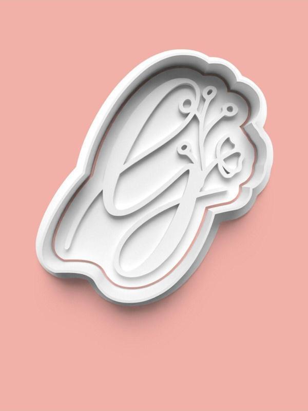 Aktastore Çiçek Desenli G Harfi Kurabiye Kalıbı Ve Şeker Hamuru Kalıbı - Image 1
