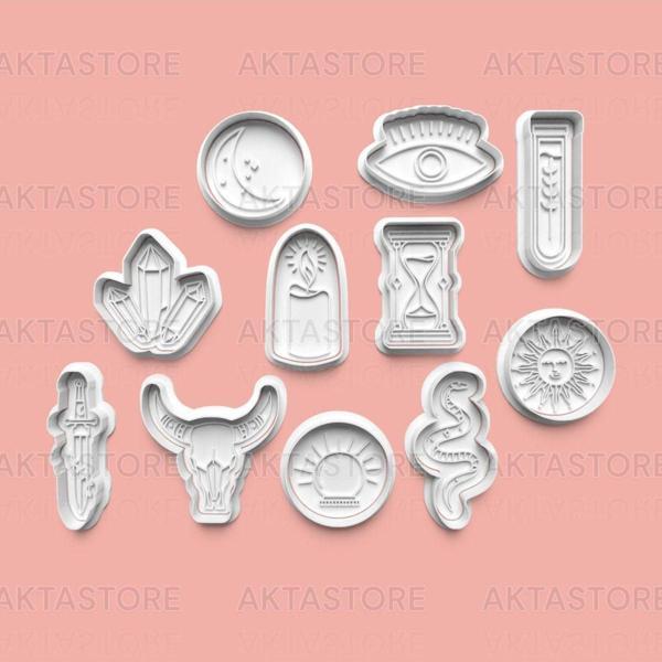 Aktastore Tarot Seti Kurabiye Kalıbı Ve Şeker Hamuru Kalıbı 11'Li Set - Image 1