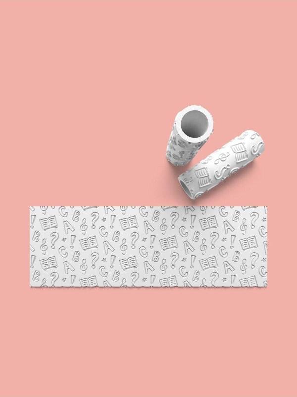 Aktastore Okul Temalı Dokulu Hamur Seramik Polimer Kil Desen Verici Rulo Silindir 10 Cm Uzunluk 0932-7 - Image 1