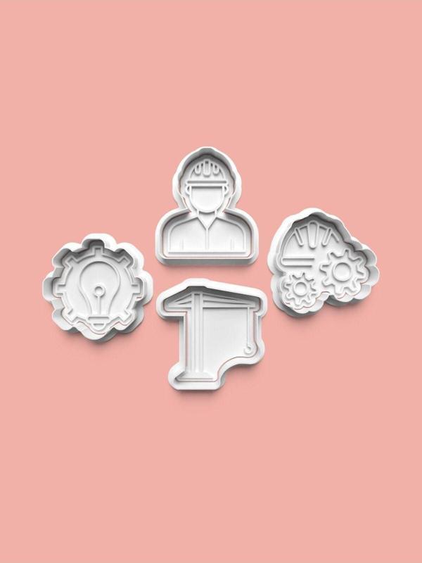 Aktastore Mühendis Kurabiye Kalıbı Ve Şeker Hamuru Kalıbı 4'Lü Set - Image 1