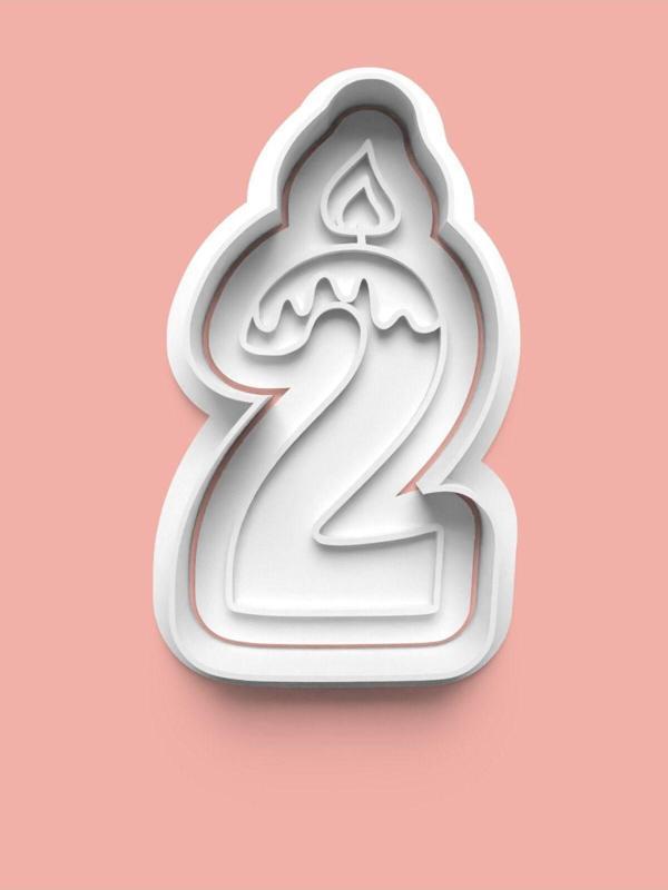 Aktastore Mum Figürlü İki Rakamı Kurabiye Kalıbı Ve Şeker Hamuru Kalıbı - 2 Numara - Image 1