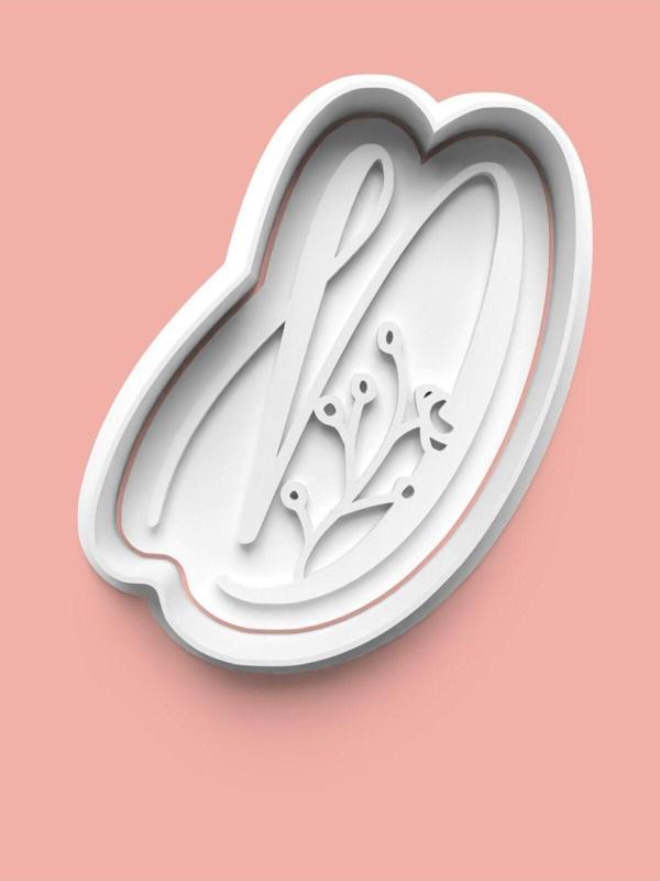 Aktastore Çiçek Desenli D Harfi Kurabiye Kalıbı Ve Şeker Hamuru Kalıbı - Image 1