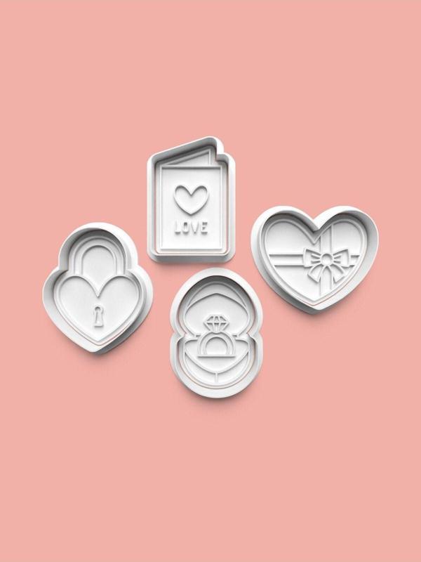 Aktastore Love Kurabiye Kalıbı Ve Şeker Hamuru Kalıbı 4'Lü Set - Image 1
