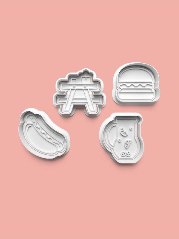Aktastore Hamburger Fastfood Kurabiye Kalıbı Ve Şeker Hamuru Kalıbı 4'Lü Set - Image 1