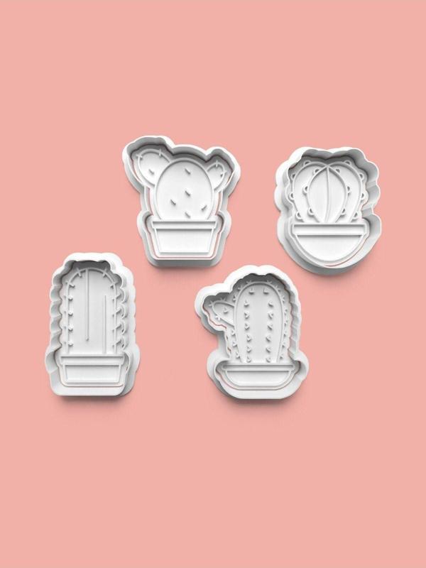 Aktastore Kaktüs Çiçeği Kurabiye Kalıbı Ve Şeker Hamuru Kalıbı 4'Lü Set - Image 1