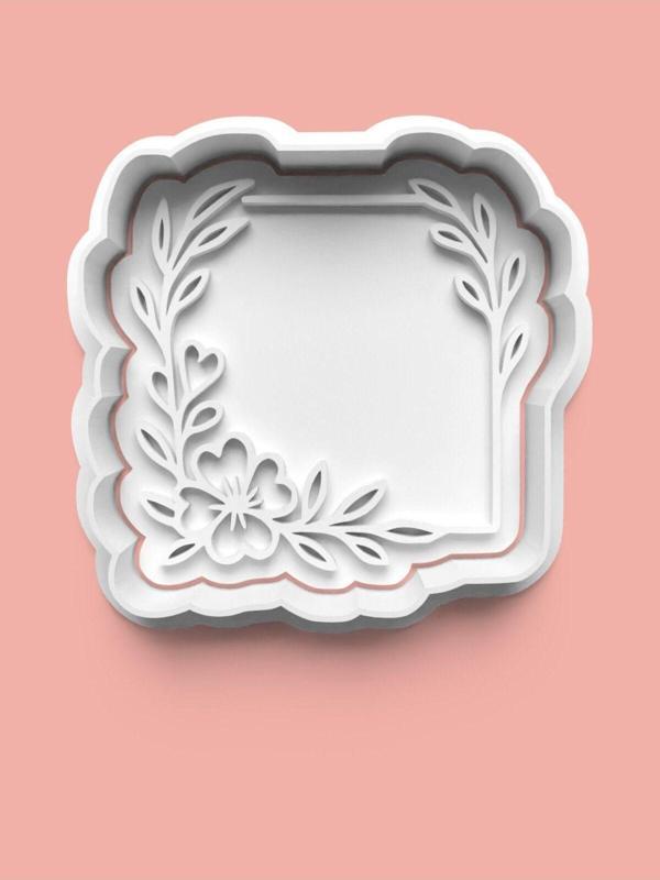 Aktastore Çiçek Dekorlu Çerçeve Kurabiye Kalıbı Ve Şeker Hamuru Kalıbı - Image 1