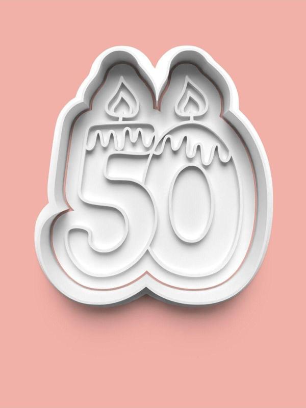 Aktastore Mum Figürlü Elli Rakamı Kurabiye Kalıbı Ve Şeker Hamuru Kalıbı - 50 Numara - Image 1