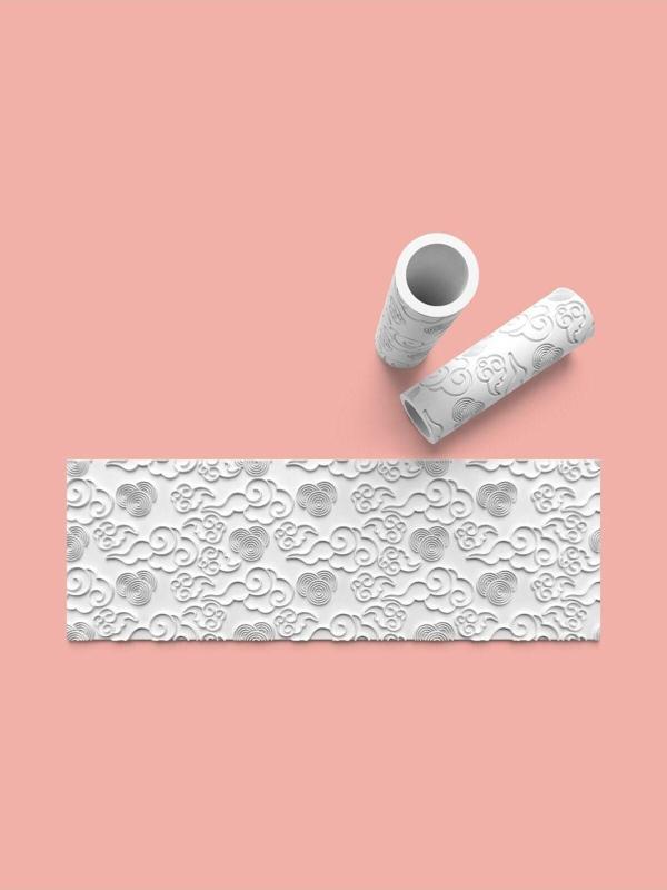 Aktastore Bulut Dokulu Hamur Seramik Polimer Kil Desen Verici Rulo Silindir 10 Cm Uzunluk 0769-8 - Image 1