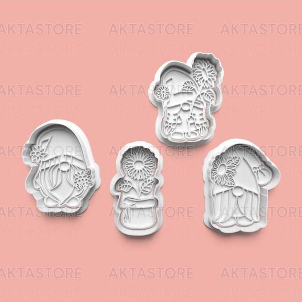 Aktastore Çiçek Besleyen Cüce Kurabiye Kalıbı Ve Şeker Hamuru Kalıbı 4'Lü Set - Image 1