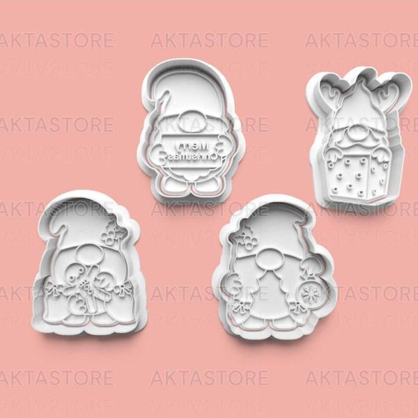 Aktastore Sevimli Cüceler Kurabiye Kalıbı Ve Şeker Hamuru Kalıbı 4'Lü Set - Image 1