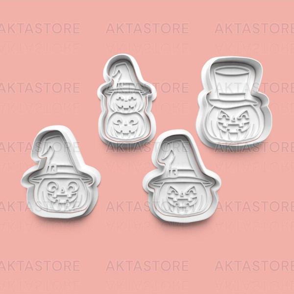 Aktastore Şapkalı Kabak Kurabiye Kalıbı Ve Şeker Hamuru Kalıbı 4'Lü Set - Image 1