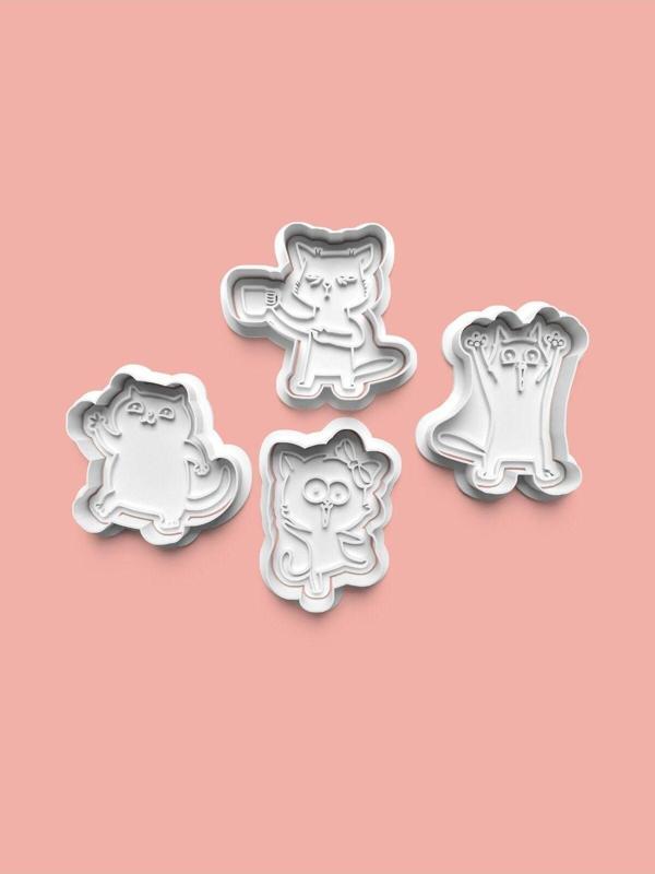 Aktastore Eğlenceli Kedi Kurabiye Kalıbı Ve Şeker Hamuru Kalıbı 4'Lü Set - Image 1