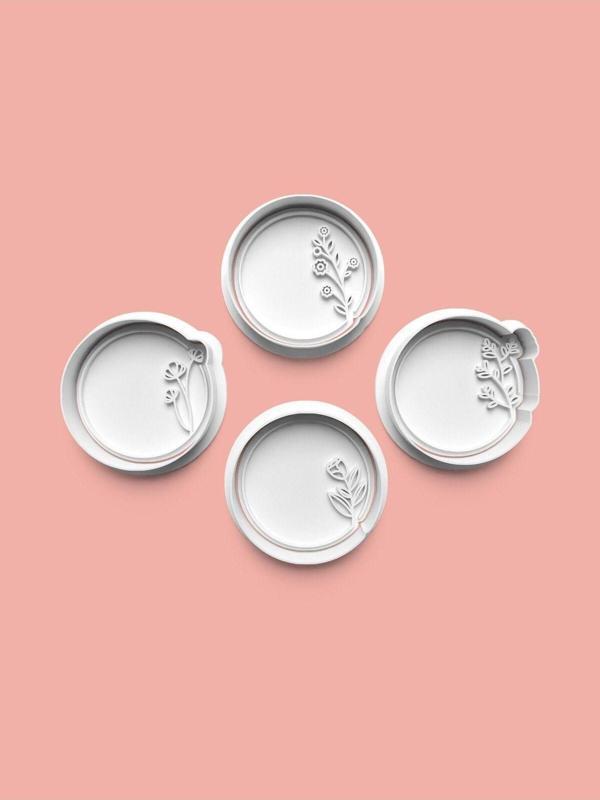 Aktastore Çiçek Motifleri Kurabiye Kalıbı Ve Şeker Hamuru Kalıbı 4'Lü Set - Image 1