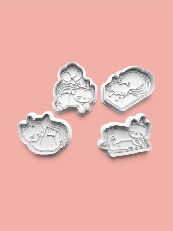 Aktastore Unicorn Kedi Kurabiye Kalıbı Ve Şeker Hamuru Kalıbı 4'Lü Set - Image 1