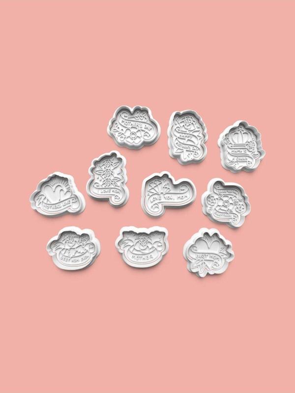 Aktastore Anneler Günü Kurabiye Kalıbı Ve Şeker Hamuru Kalıbı 10'Lu Set - Image 1