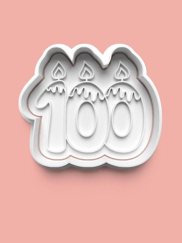 Aktastore Mum Figürlü Yüz Rakamı Kurabiye Kalıbı Ve Şeker Hamuru Kalıbı - 100 Numara - Image 1