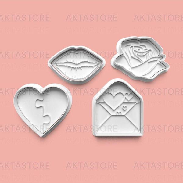 Aktastore Aşk Dolu Kurabiye Kalıbı Ve Şeker Hamuru Kalıbı 4'Lü Set - Image 1
