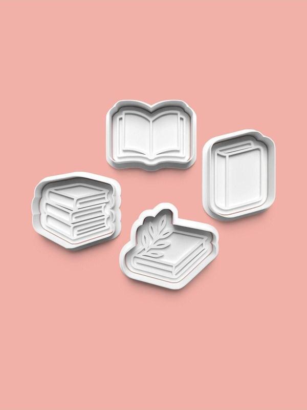 Aktastore Kitap Temalı Kurabiye Kalıbı Ve Şeker Hamuru Kalıbı 4'Lü Set - Image 1