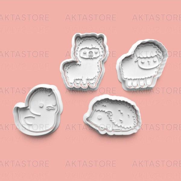 Aktastore Tatlı Hayvanlar Kurabiye Kalıbı Ve Şeker Hamuru Kalıbı 4'Lü Set - Image 1