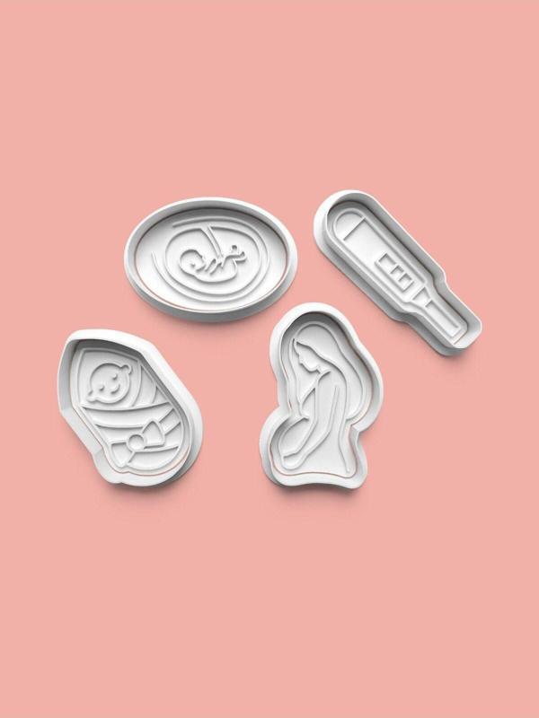 Aktastore Gebelik Hamilelik Teması Kurabiye Kalıbı Ve Şeker Hamuru Kalıbı 4'Lü Set - Image 1