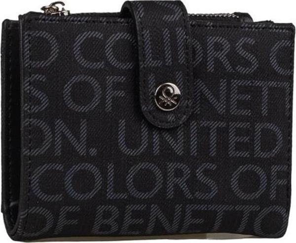 Benetton Siyah Monogram Eskitme Kadın Kartlık Cüzdan BNT 1310 - Image 1