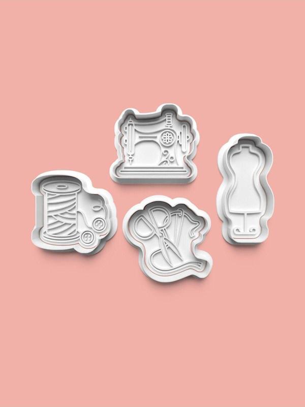 Aktastore Dikiş Ve Yorgancılık Teması Kurabiye Kalıbı Ve Şeker Hamuru Kalıbı 4'Lü Set - Image 1