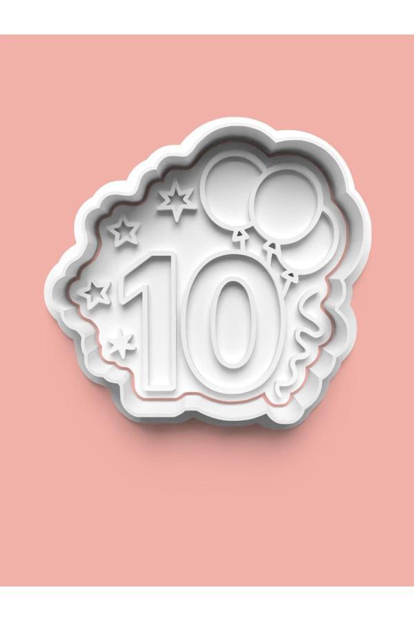 Aktastore On Yaş Doğum Günü Kurabiye Kalıbı Ve Şeker Hamuru Kalıbı - 10 Rakamı - Image 1