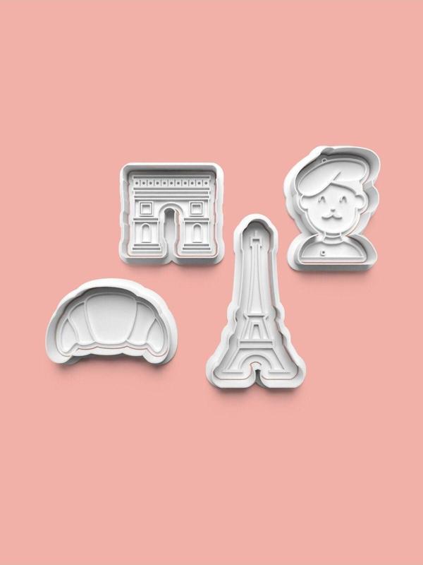 Aktastore Paris Teması Kurabiye Kalıbı Ve Şeker Hamuru Kalıbı 4'Lü Set - Image 1