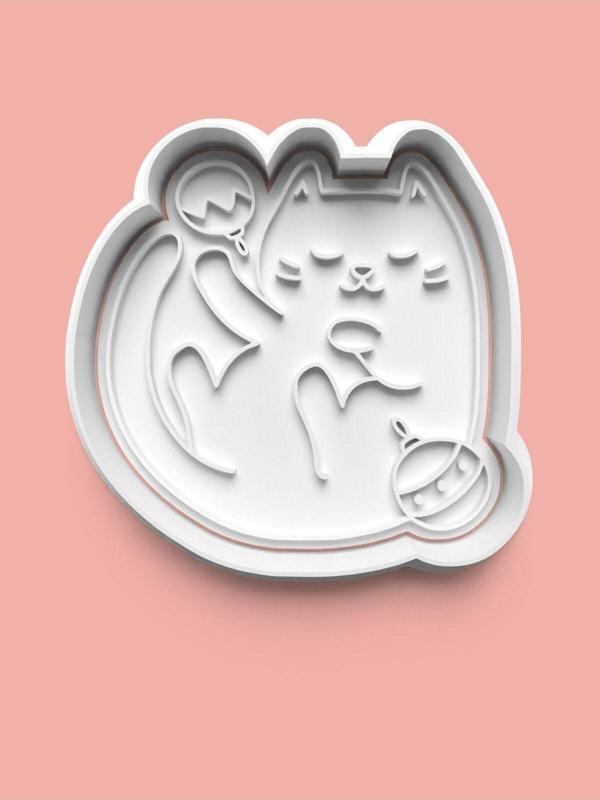 Aktastore Oyun Oynayan Kedi Kurabiye Kalıbı Ve Şeker Hamuru Kalıbı - Image 1