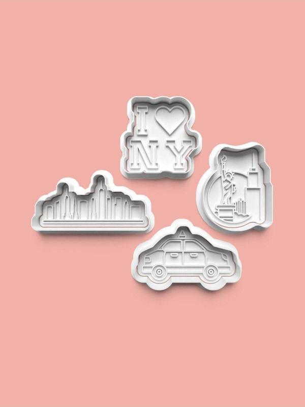 Aktastore Newyork Kurabiye Kalıbı Ve Şeker Hamuru Kalıbı 4'Lü Set - Image 1