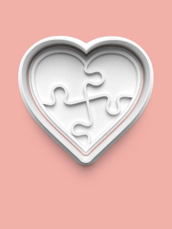 Aktastore Puzzle Temalı Kalp Kurabiye Kalıbı Ve Şeker Hamuru Kalıbı - Image 1