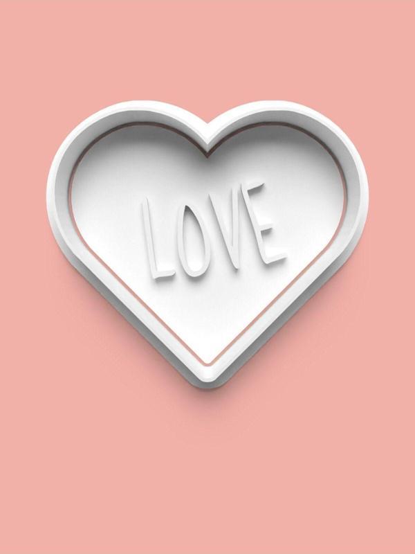 Aktastore Love Yazılı Kalp Kurabiye Kalıbı Ve Şeker Hamuru Kalıbı - Image 1