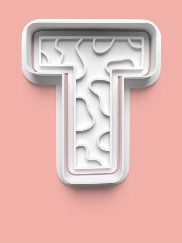 Aktastore Desenli T Harfi Kurabiye Kalıbı Ve Şeker Hamuru Kalıbı - Image 1