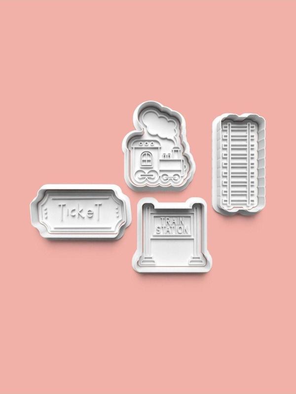 Aktastore Tren İstasyonu Kurabiye Kalıbı Ve Şeker Hamuru Kalıbı 4'Lü Set - Image 1