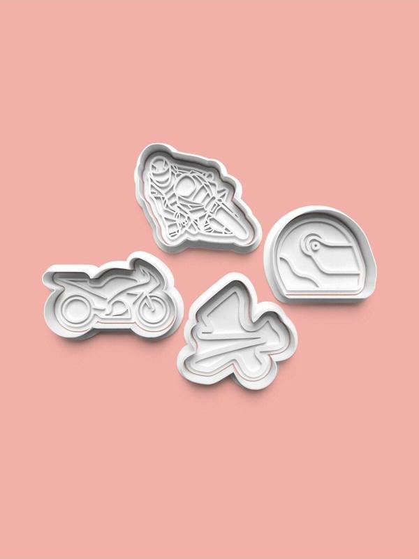 Aktastore Motorsiklet Kurabiye Kalıbı Ve Şeker Hamuru Kalıbı 4'Lü Set - Image 1