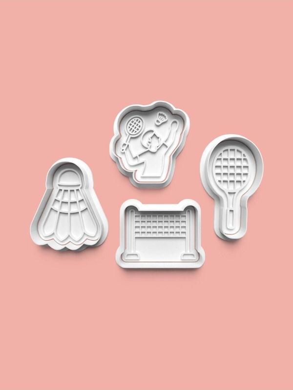 Aktastore Badminton Kurabiye Kalıbı Ve Şeker Hamuru Kalıbı 4'Lü Set - Image 1