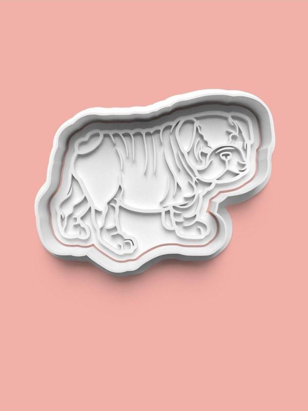 Aktastore English Bulldog Köpek Figürü Kurabiye Kalıbı Ve Şeker Hamuru Kalıbı - Image 1