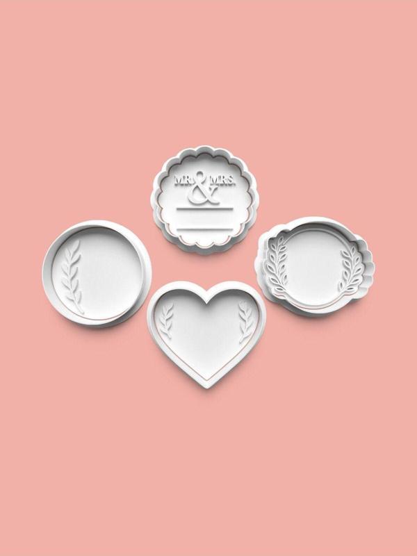 Aktastore Düğün Kurabiye Kalıbı Ve Şeker Hamuru Kalıbı 4'Lü Set - Image 1