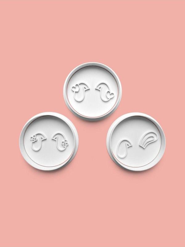 Aktastore Tavşan Kulakları Kurabiye Kalıbı Ve Şeker Hamuru Kalıbı 3'Lü Set - Image 1