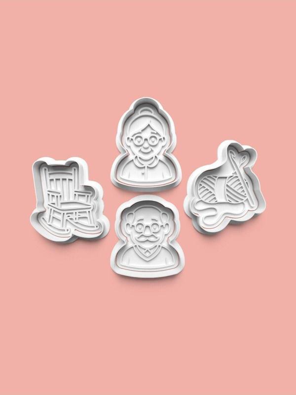 Aktastore Yaşlılık Temalı Kurabiye Kalıbı Ve Şeker Hamuru Kalıbı 4'Lü Set - Image 1