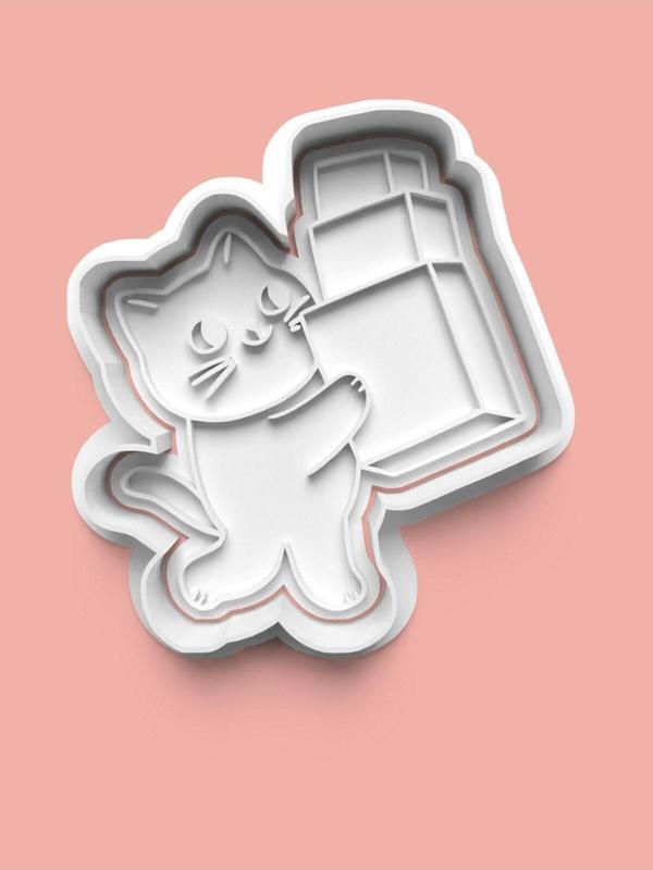 Aktastore Hediye Taşıyan Kedi Kurabiye Kalıbı Ve Şeker Hamuru Kalıbı - Image 1