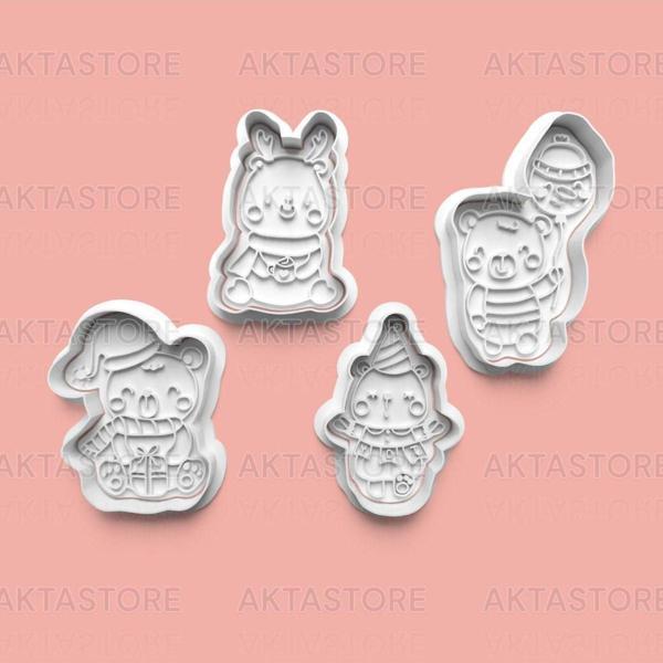 Aktastore Oyuncak Figürleri Kurabiye Kalıbı Ve Şeker Hamuru Kalıbı 4'Lü Set - Image 1