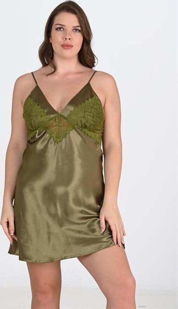 Arias Closet Büyük Beden Haki Gecelik 2104 OZN-22662 - Image 1