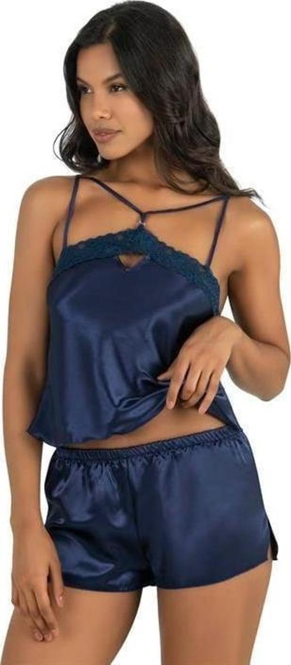 Arias Closet Lacivert Saten Şort Takımı OZN-22719 - Image 1