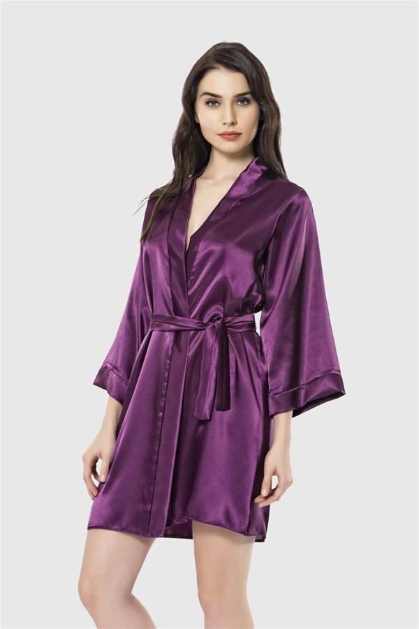 Arias Closet Mor Kısa Saten Sabahlık OZN-12533 - Image 1