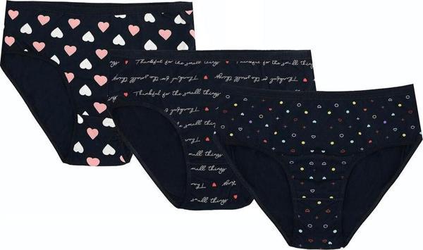 Aria's Closet Büyük Beden Pamuklu Likralı Karışık Renkli 3'lü Külot - Image 1