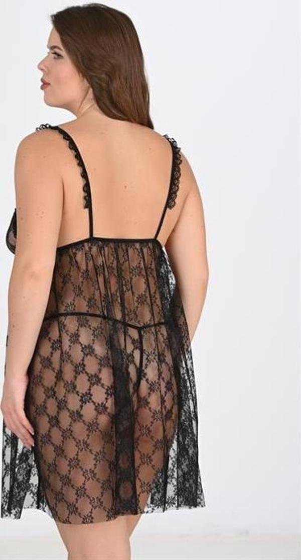 Arias Closet Büyük Beden Siyah Gecelik 3041 OZN-22672 - Image 1